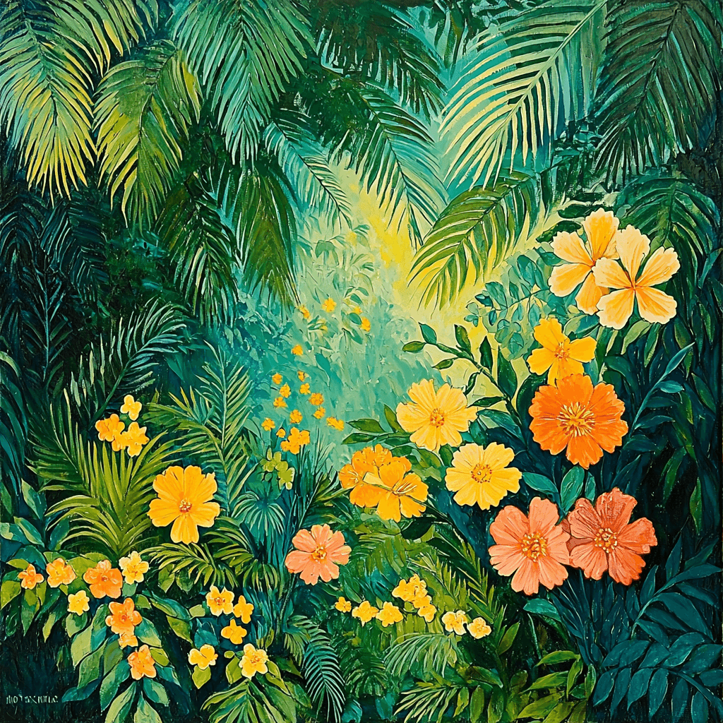 Henri Rousseau Inspired Tropical Escape Enchantment Numbered Painting Kits