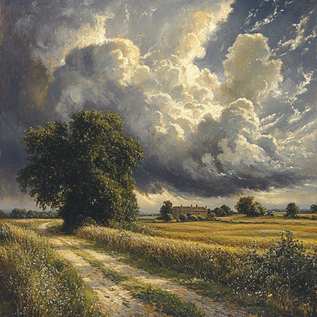 John Constable Inspired Stormy Countryside painting number kit