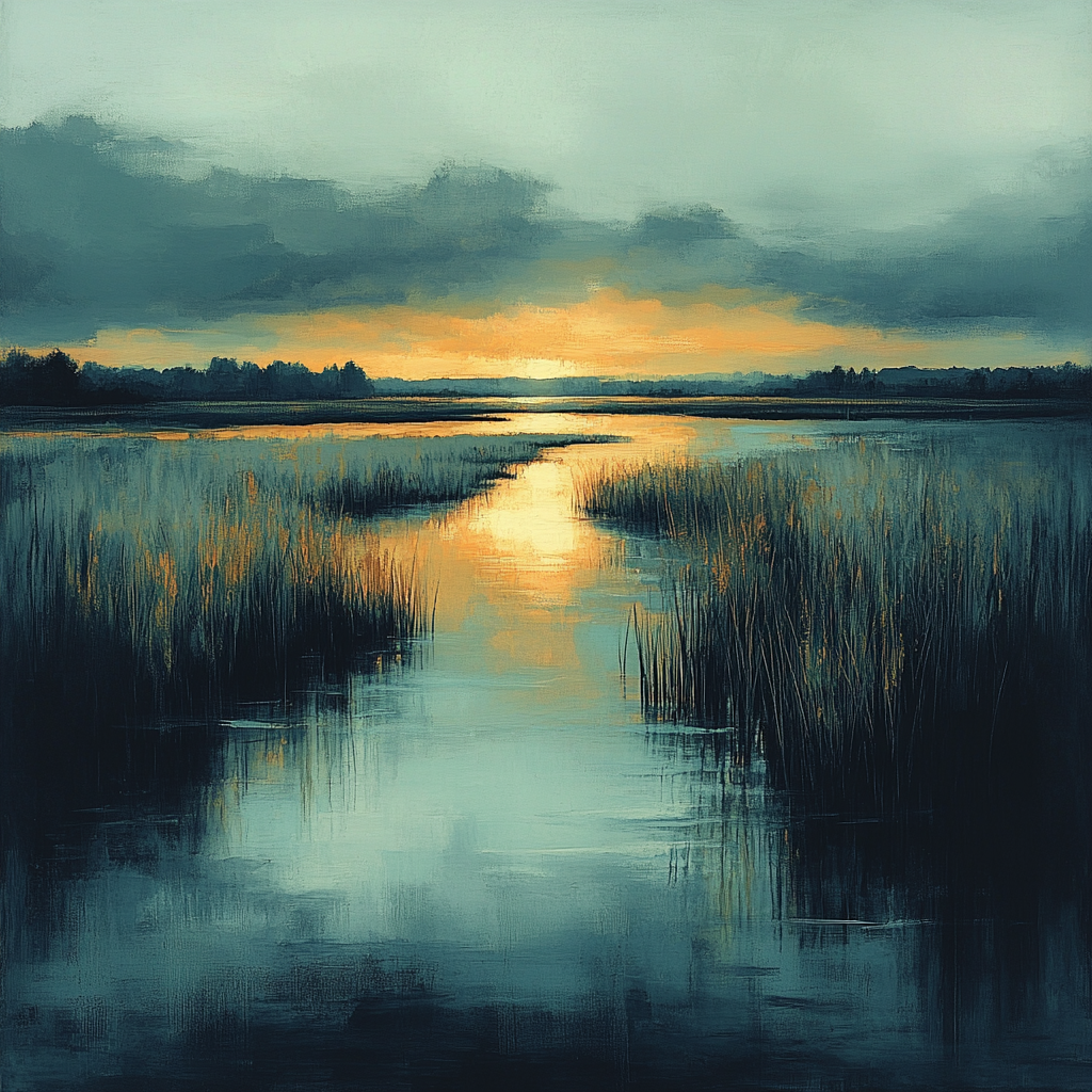 Rembrandt Inspired Twilight Marshlight Study Number painting