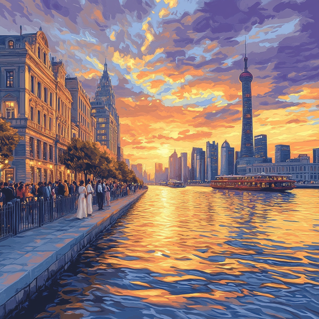 The Bund Riverfront Shanghai China DIY paint by numbers