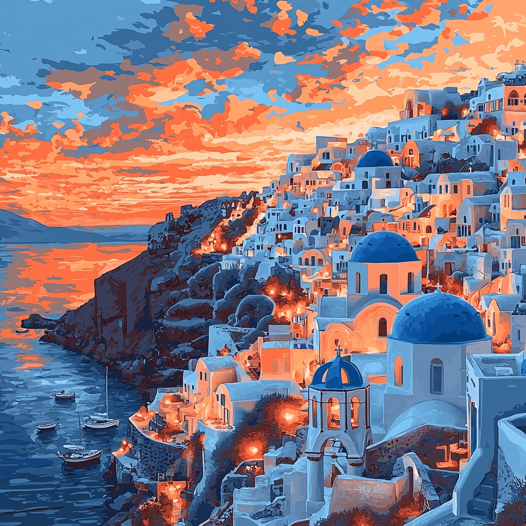 Oia Village - Santorini, Greece Paint By Number
