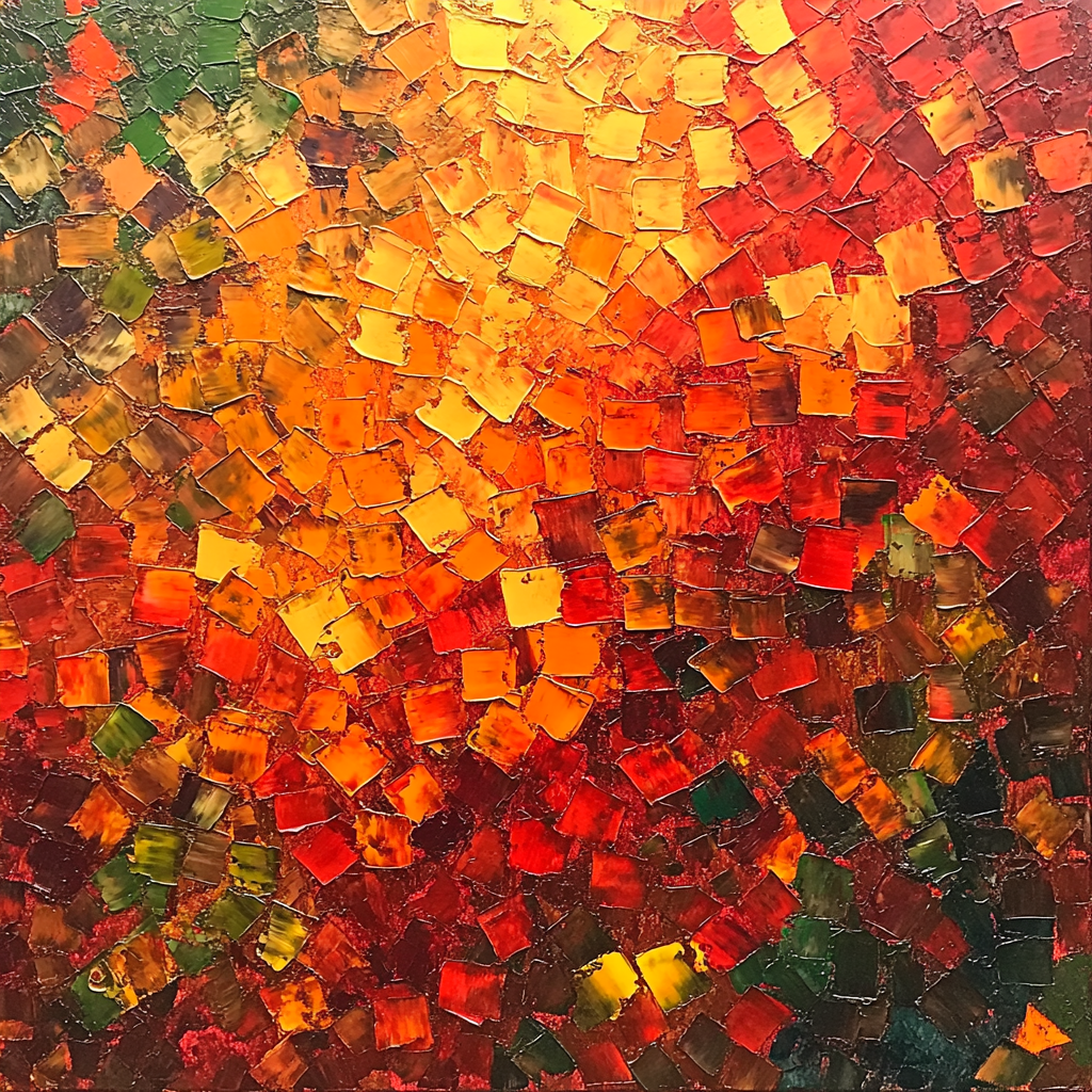 Jean-Paul Riopelle Inspired Vibrant Mosaic Autumn Thicket paint by color