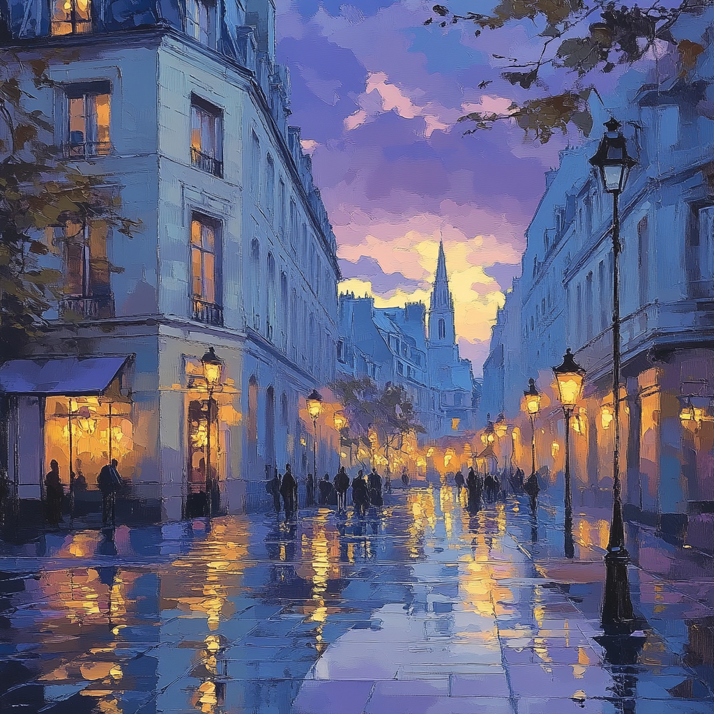 Claude Monet Inspired City Lights At Dusk DIY paint by numbers