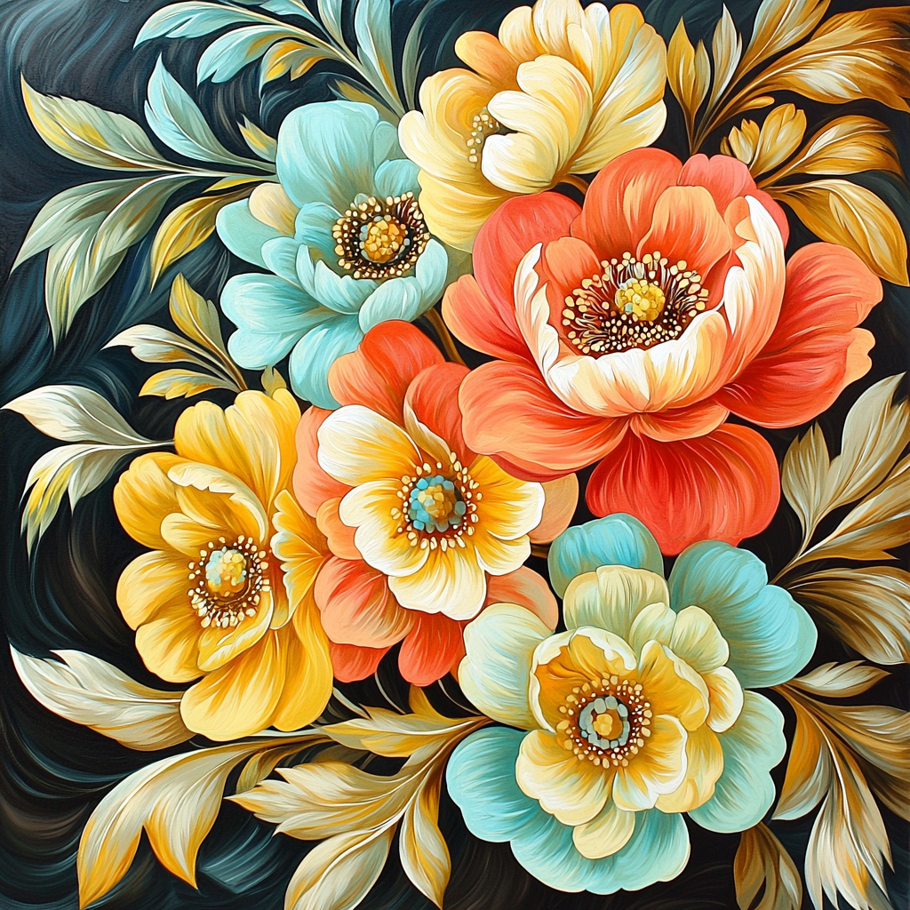 Alphonse Mucha Inspired Floral Crescendo Paint By Numbers Kits