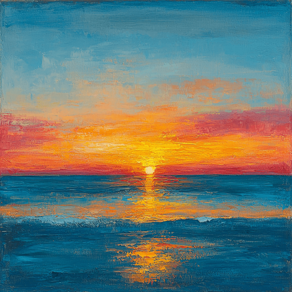 Claude Monet Inspired Golden Ocean Sunset Painting Number Kit