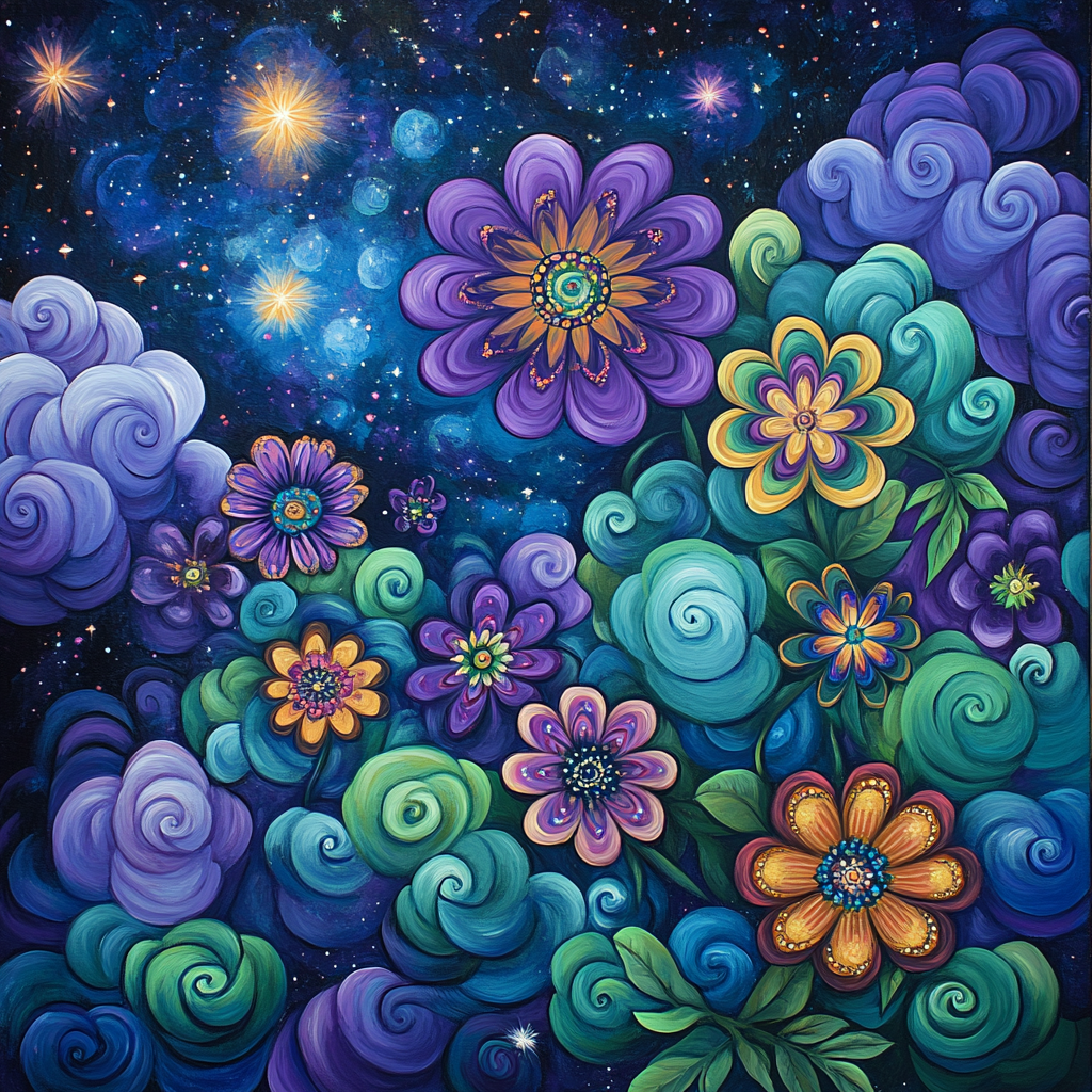 Frida Kahlo Inspired Cosmic Floral Harmony Painting by numbers kit