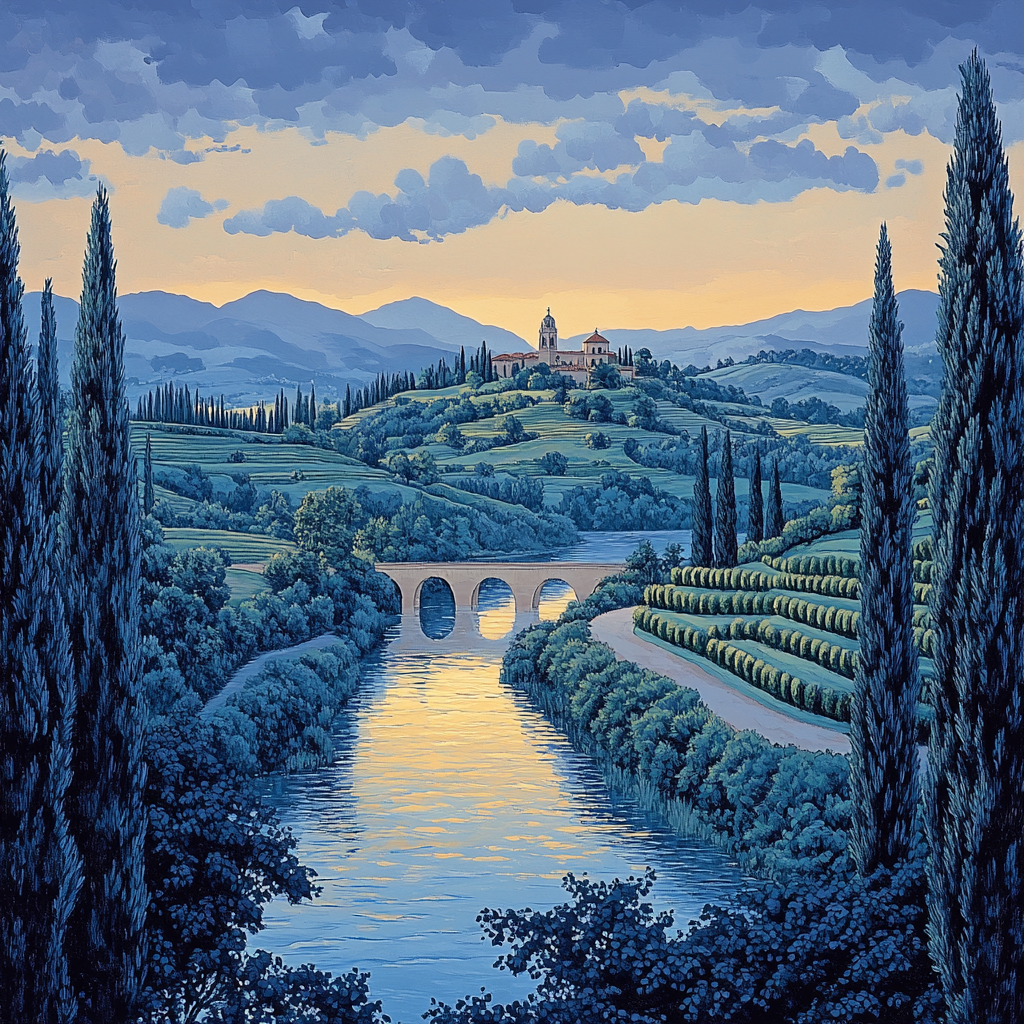 Raphael Inspired Serene River Valley At Dawn paint by numbers