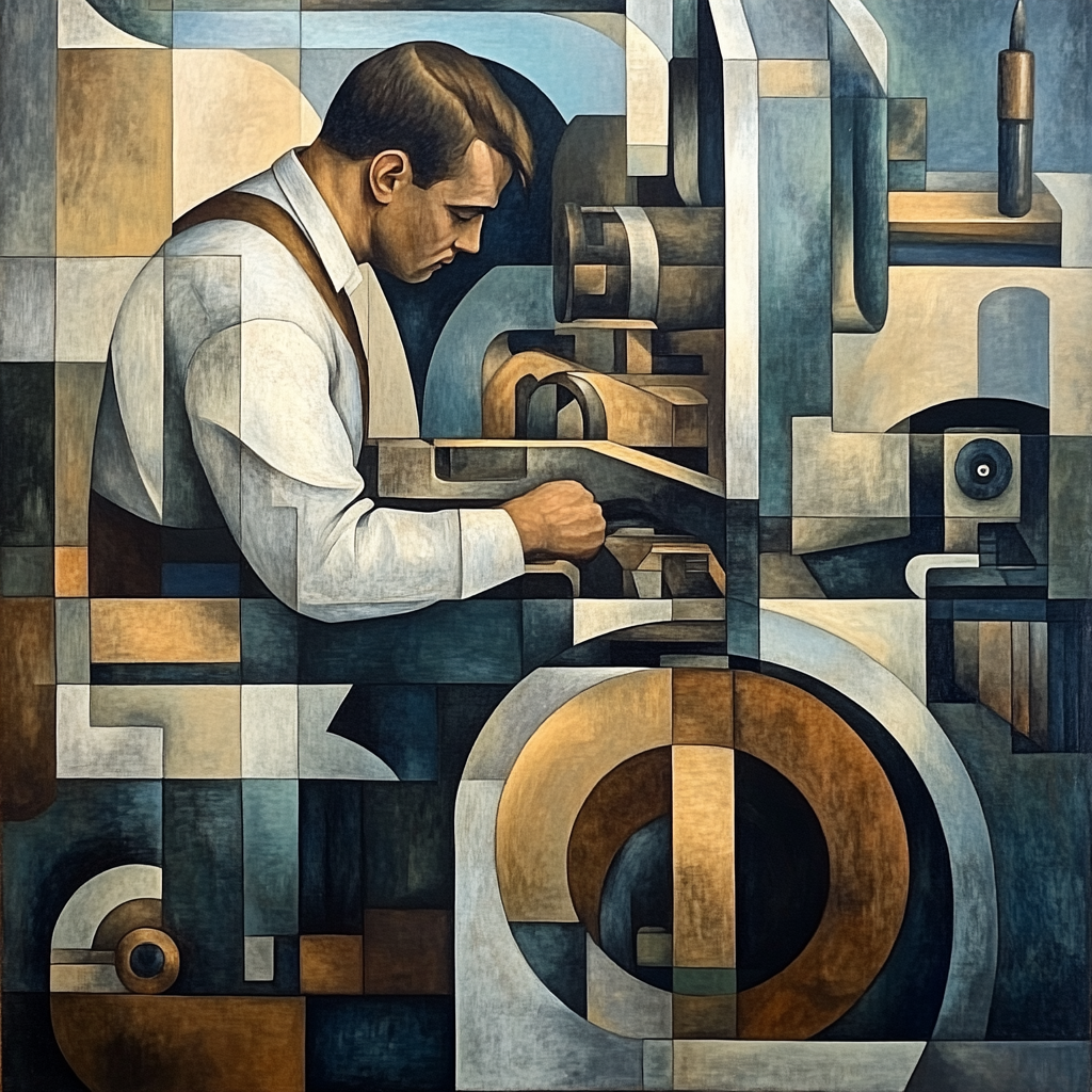 Picasso Inspired Mechanic Workshop paint by color