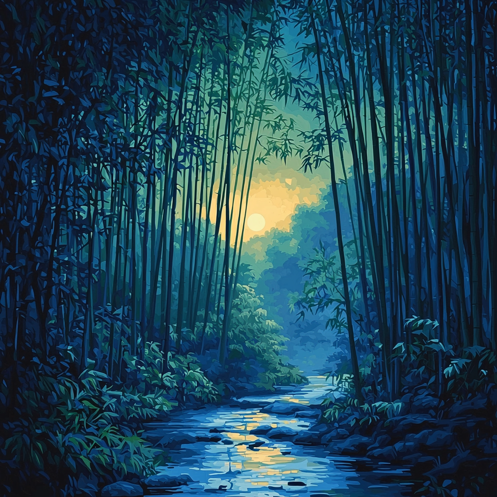 Hiroshige Inspired Twilight Bamboo Grove Paint By Numbers Kits