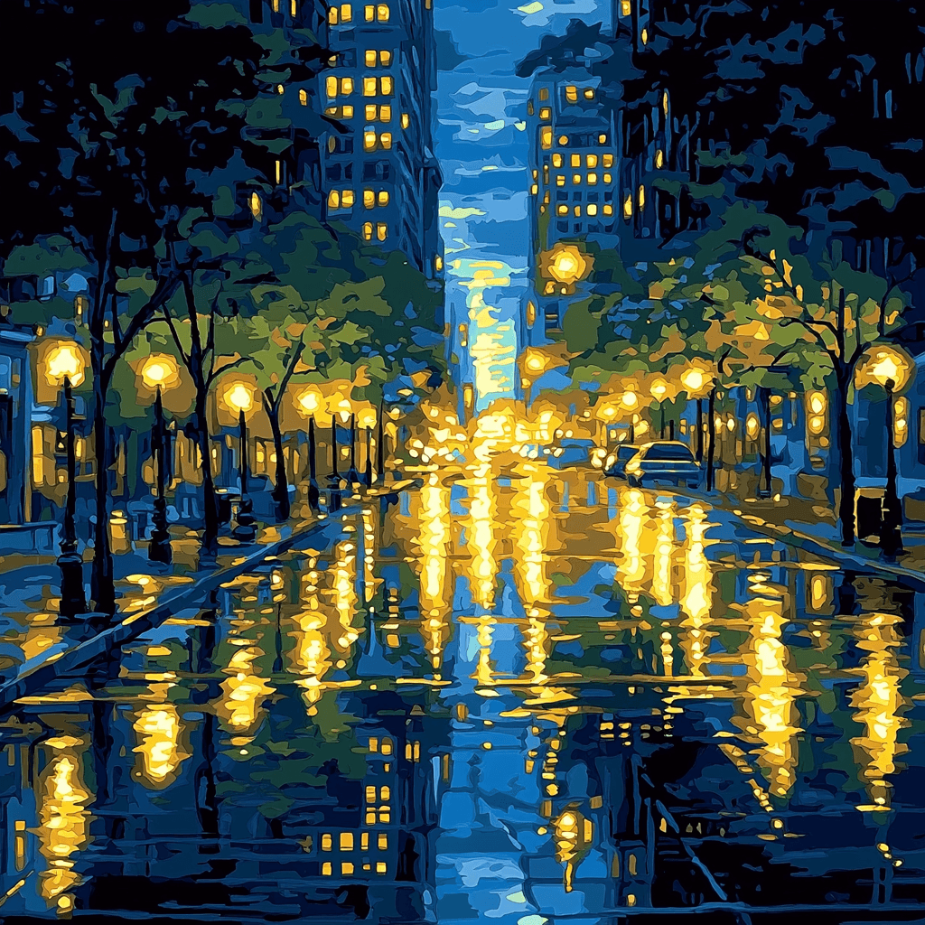 Edward Hopper Inspired City Lights And Shadows Numbered Painting Kits