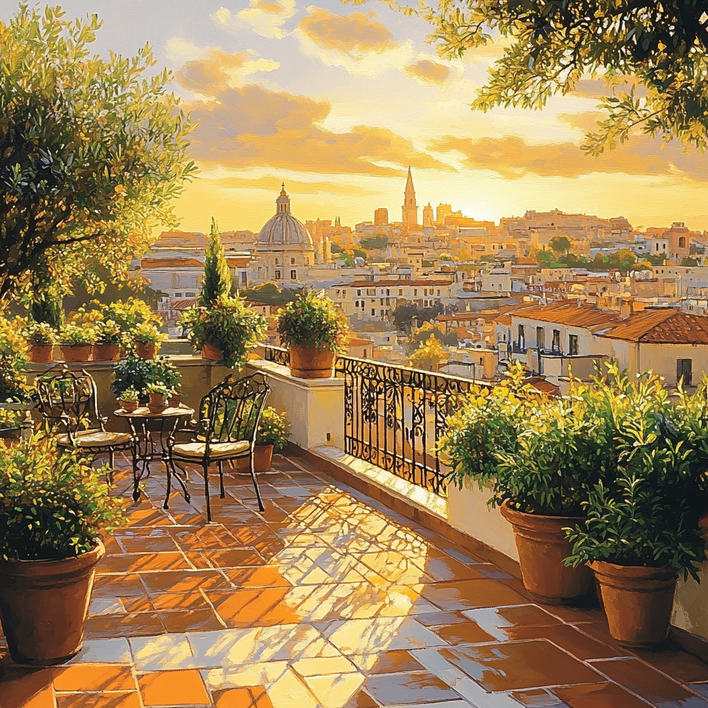 Rooftop Gardens Of Madrid Center Spain Painting by numbers kit