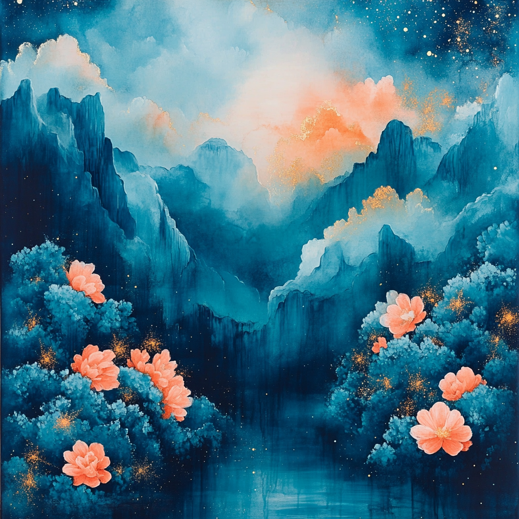 Edgar Degas Inspired Midnight Nebula Garden paint by color