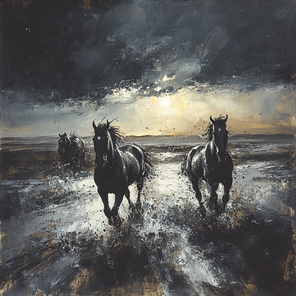 Goya Inspired Wild Horses Number painting