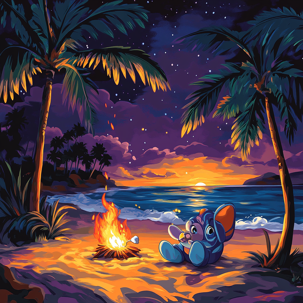 Stitch Beach Bonfire paint by color