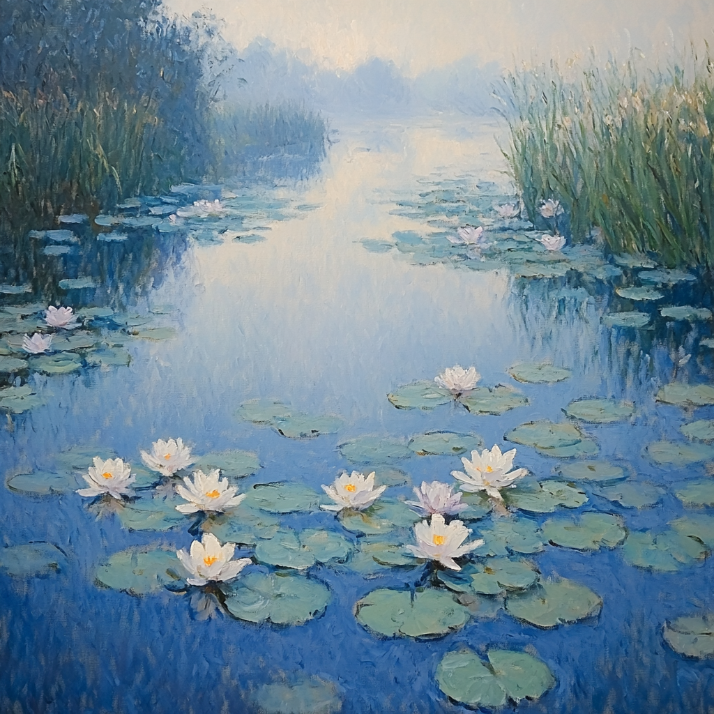 Claude Monet Inspired Morning Mist Over Lily Pond Paint by numbers art
