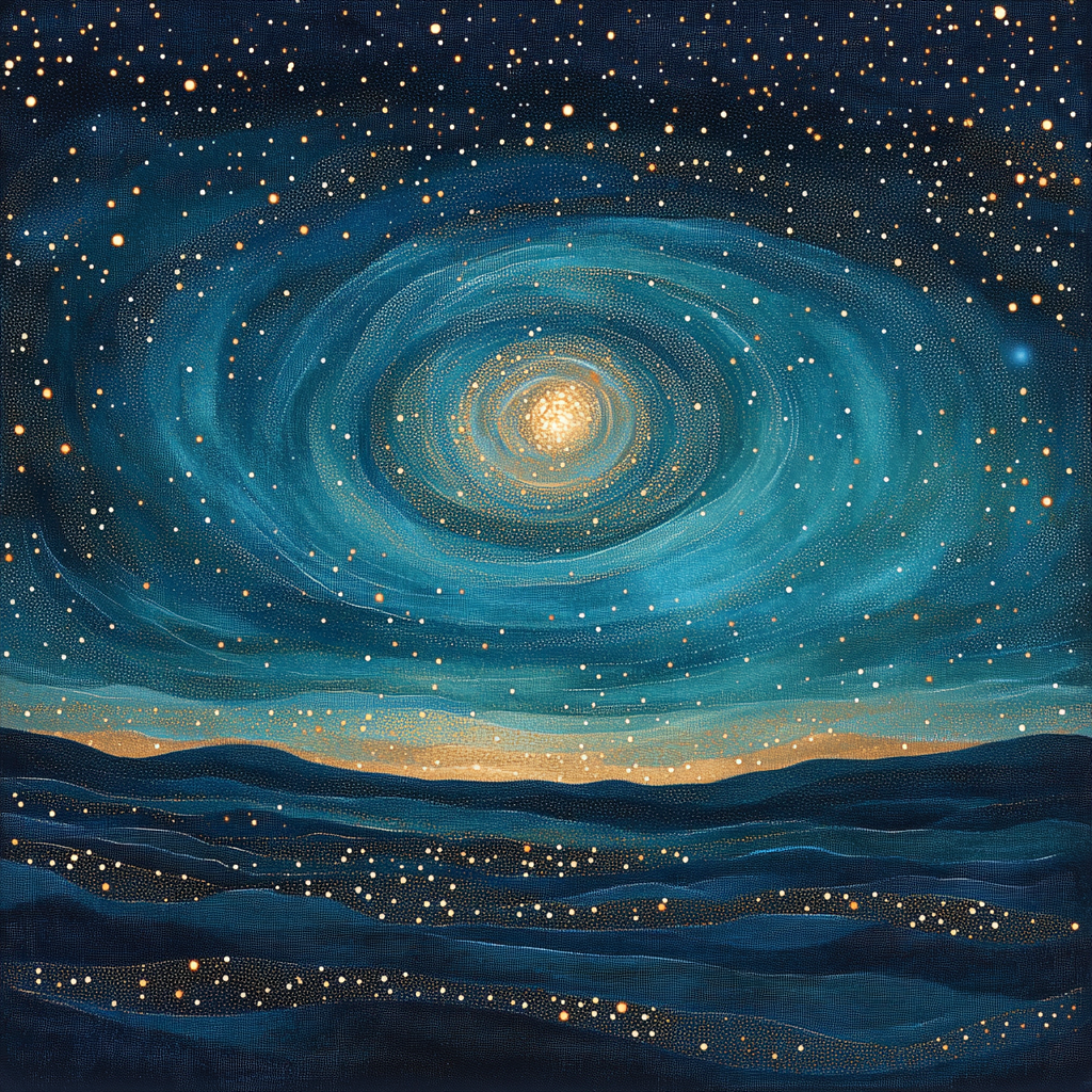 Georges Seurat Inspired Celestial Nebula Study paint by numbers