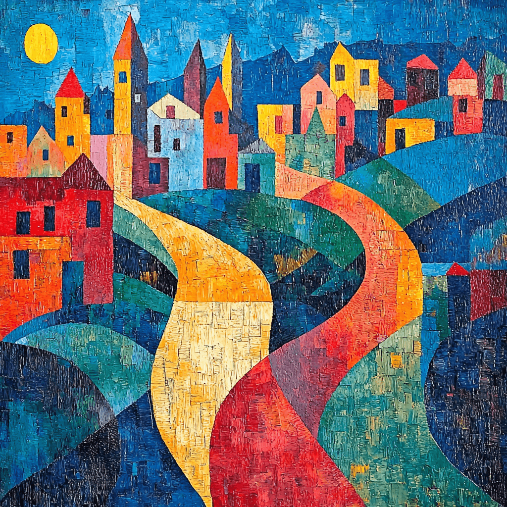 Pablo Picasso Inspired Whimsical Cityscape Paint By Numbers