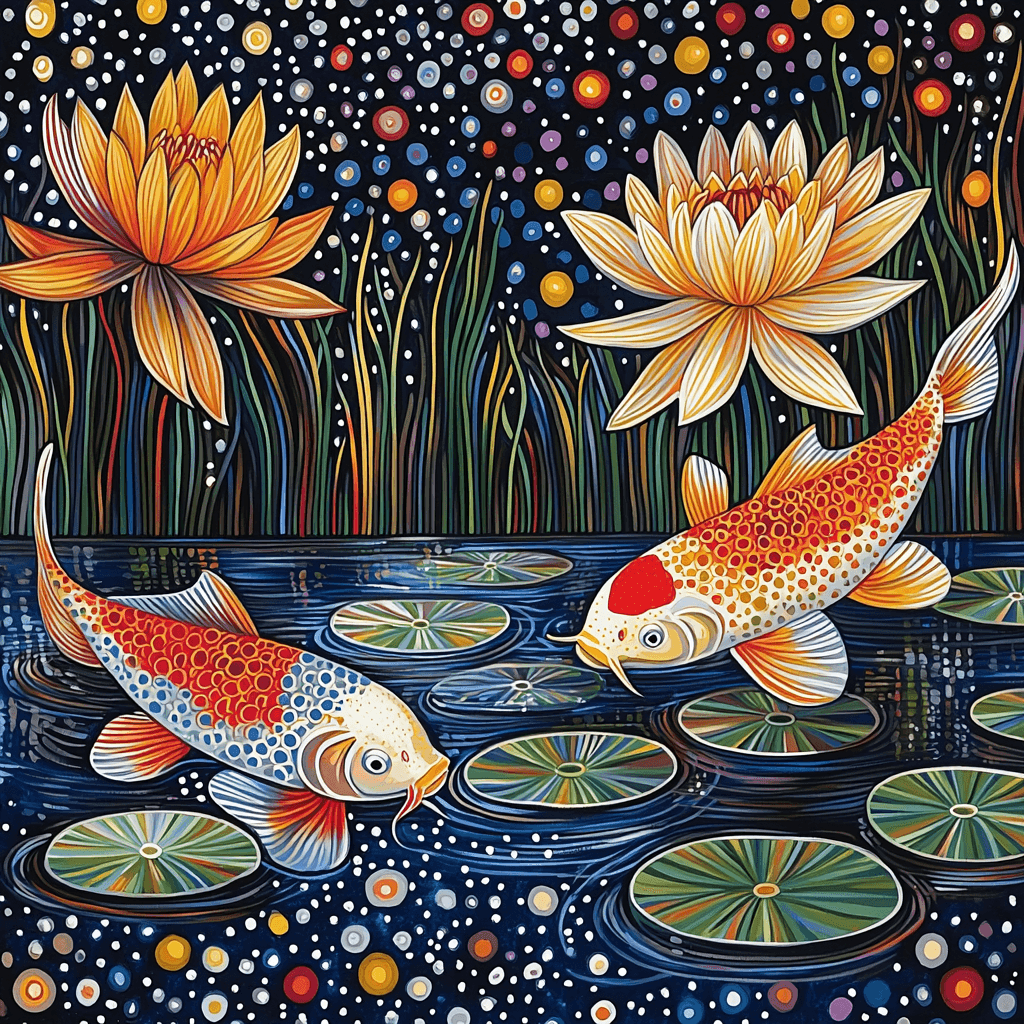 Yayoi Kusama Inspired Playful Koi Pond Paint By Numbers