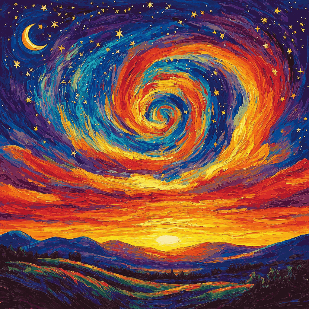 Vincent Van Gogh Inspired Sunset In Starry Sky Paint By Numbers