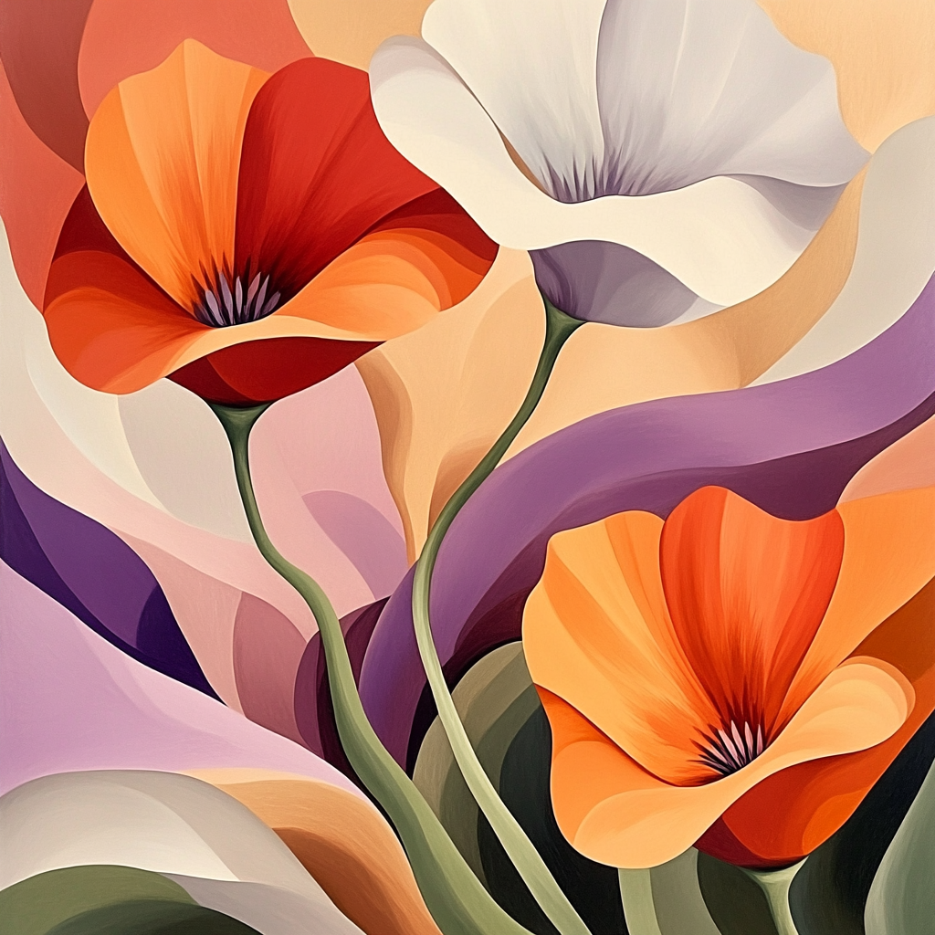 Georgia OKeeffe Inspired Desert Flowers paint by color