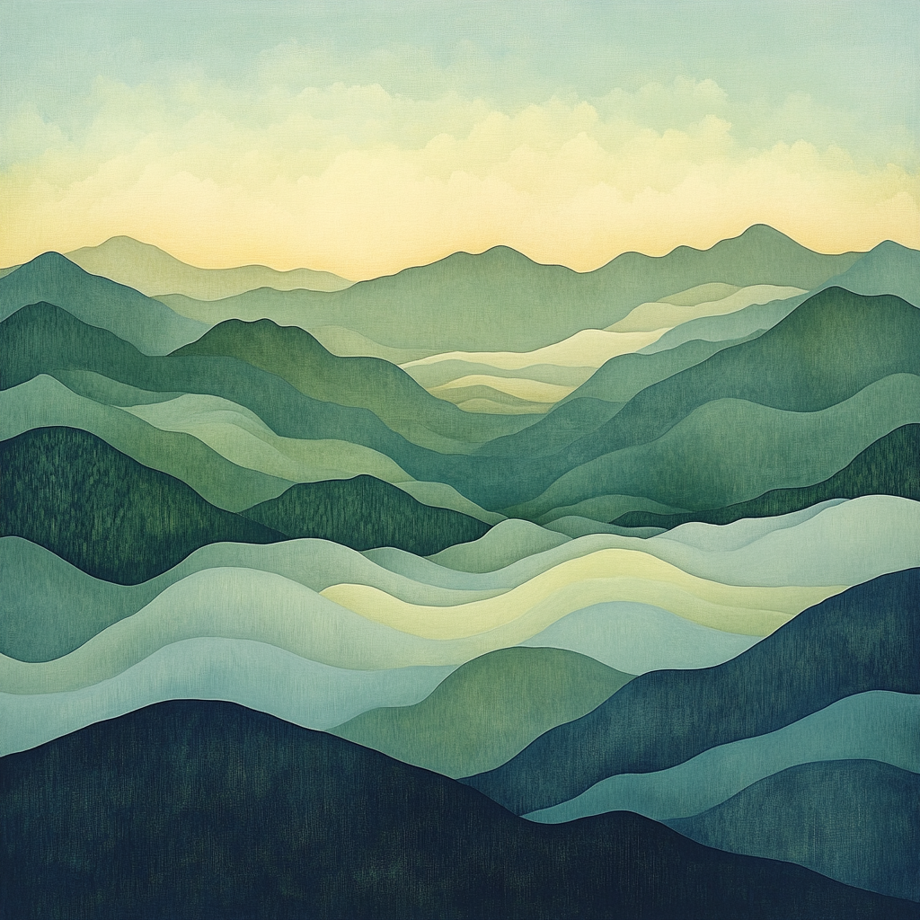 Hiroshige Inspired Mountain Path Of Clouds Painting by numbers kit