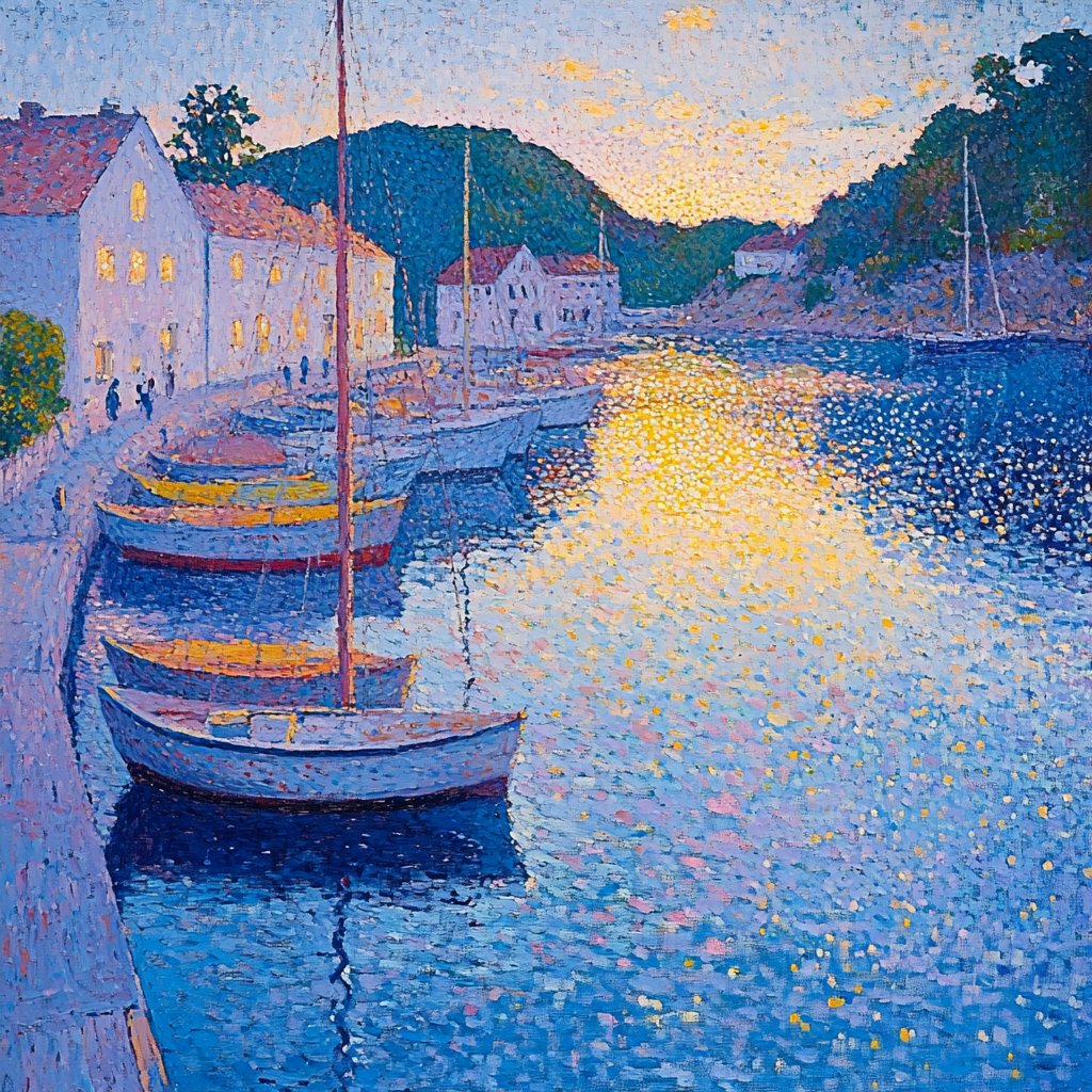 Georges Seurat Inspired Early Morning Harbor painting number kit