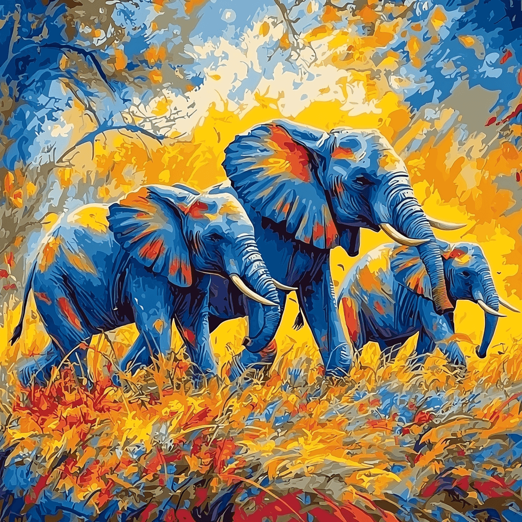 Franz Marc Inspired Majestic Elephants Paint By Numbers Kits