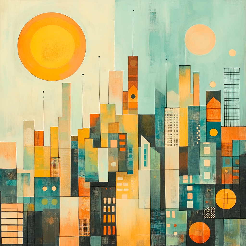 Paul Klee Inspired Geometric Cityscape Paint by numbers kits