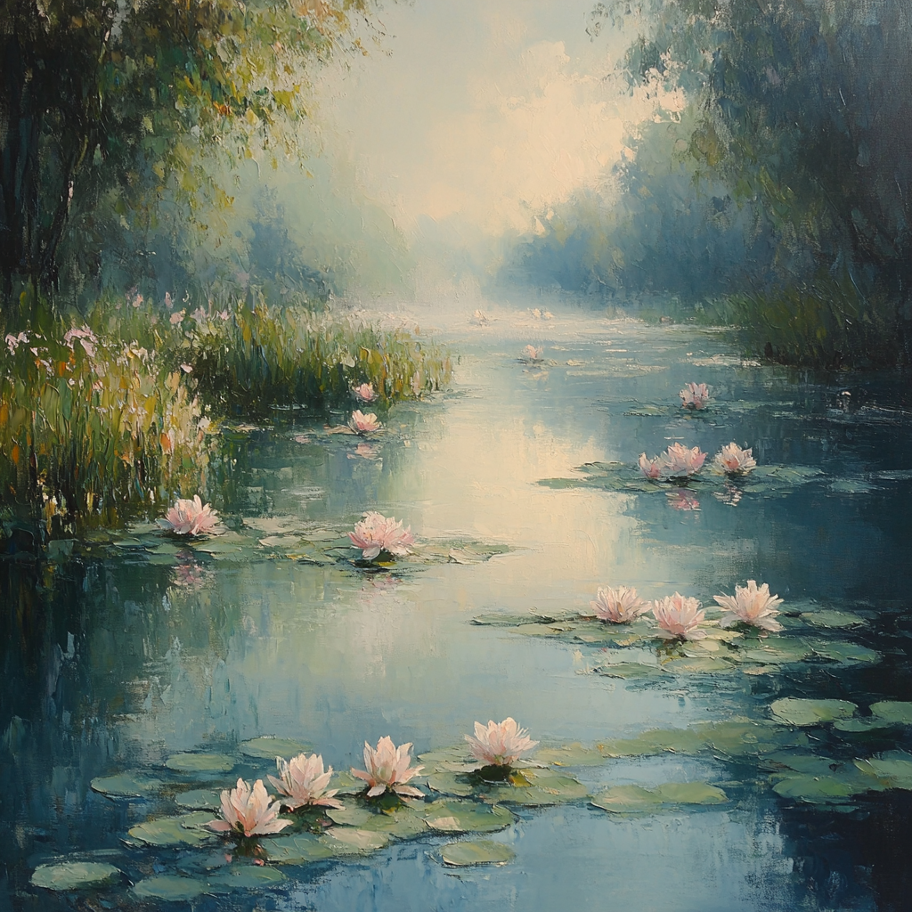 Monet Inspired Misty Garden Pond paint by number