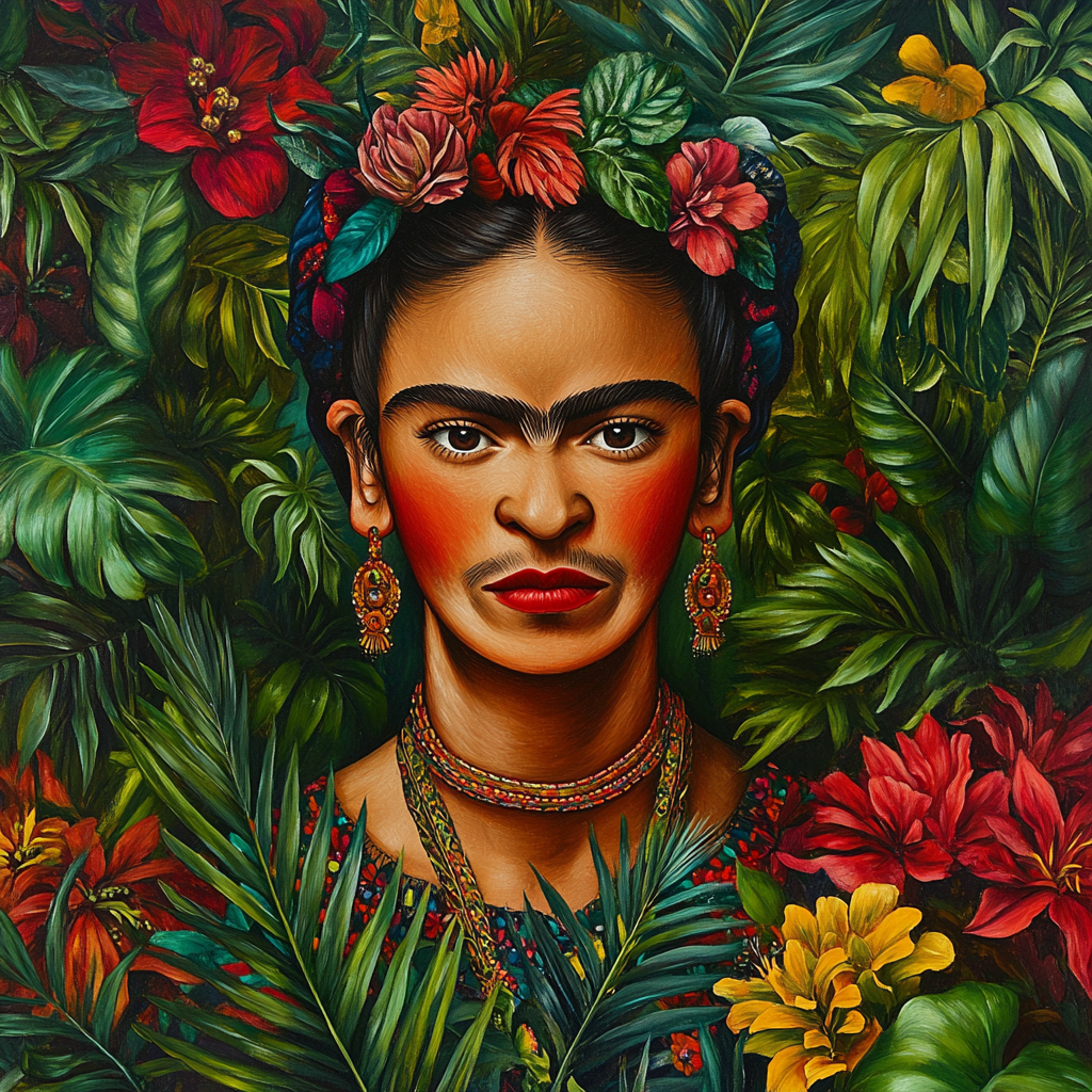 Frida Kahlo Inspired Botanical Self-Portrait paint by numbers