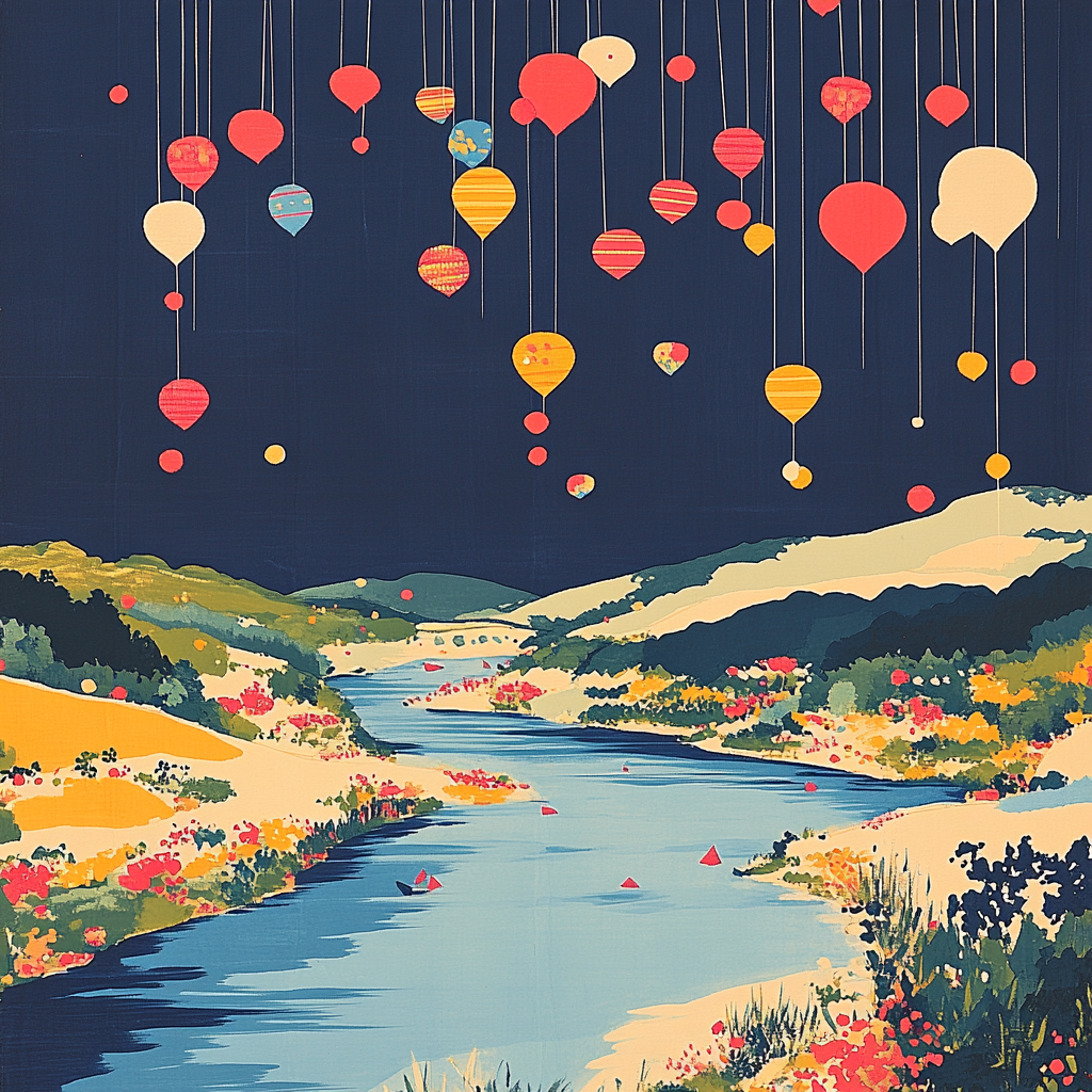 Hokusai Inspired Autumn Kites DIY paint by numbers