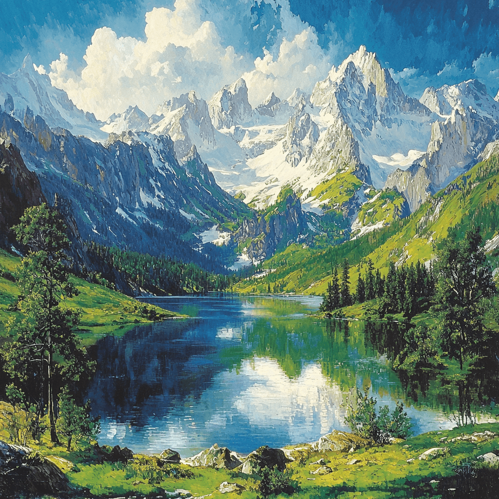 Albert Bierstadt Inspired Tranquil Mountain Retreat Paint By Numbers Kits