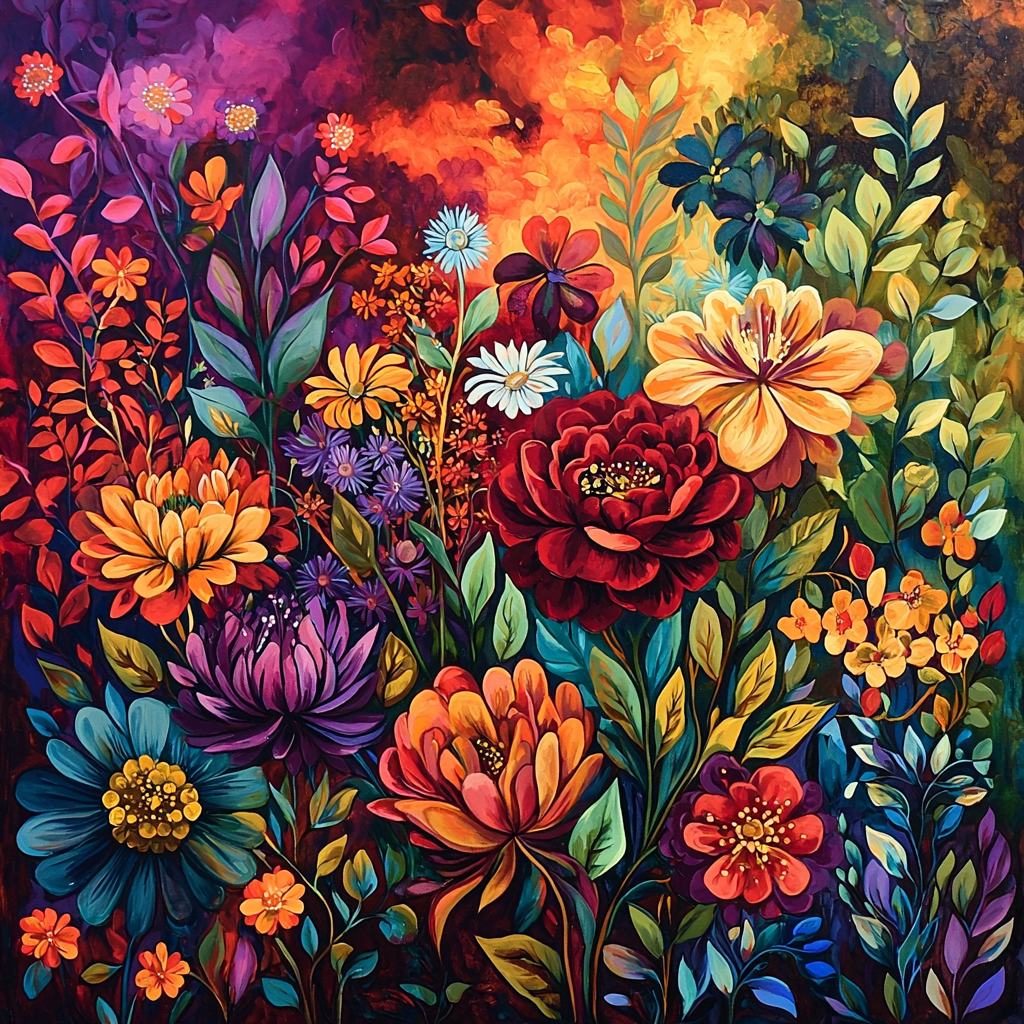 Frida Kahlo Inspired Transcendent Flora Number Painting