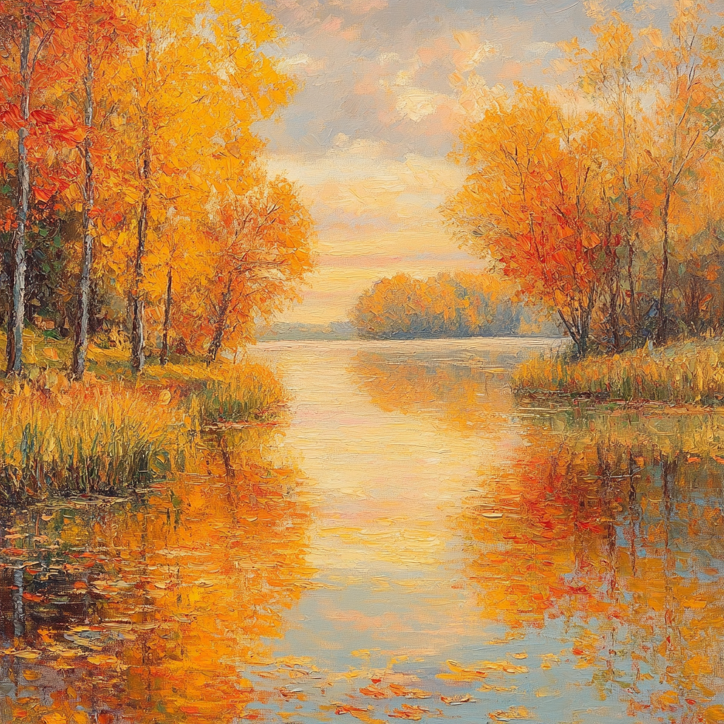 Claude Monet Inspired Autumn Lakeside Reflection Paint by numbers art
