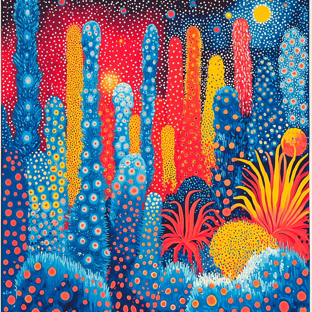Yayoi Kusama Inspired Garden Of Cosmic Wonders Numbered Painting Kits