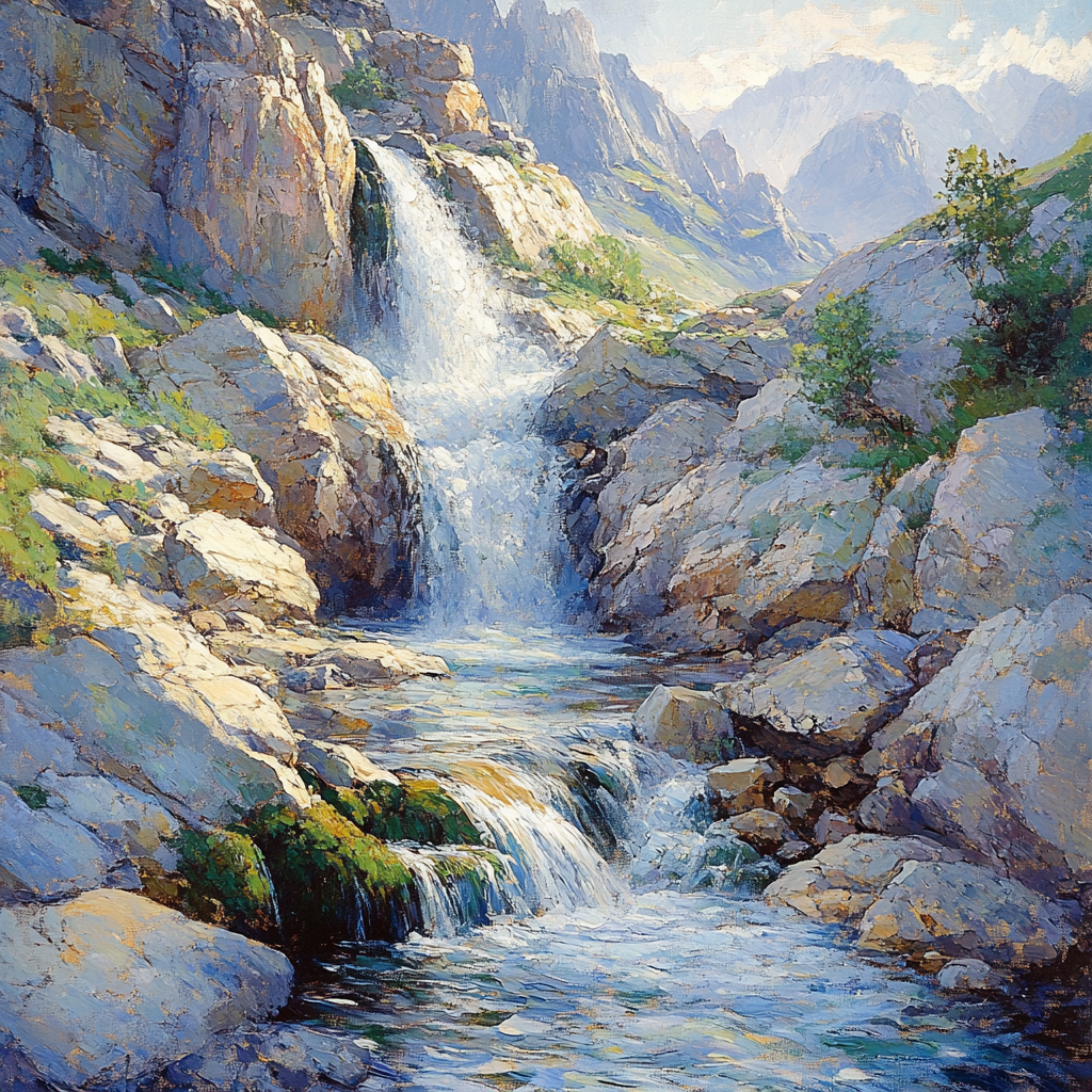 Leonardo Da Vinci Inspired Mountain Waterfall Study Numbered painting kits