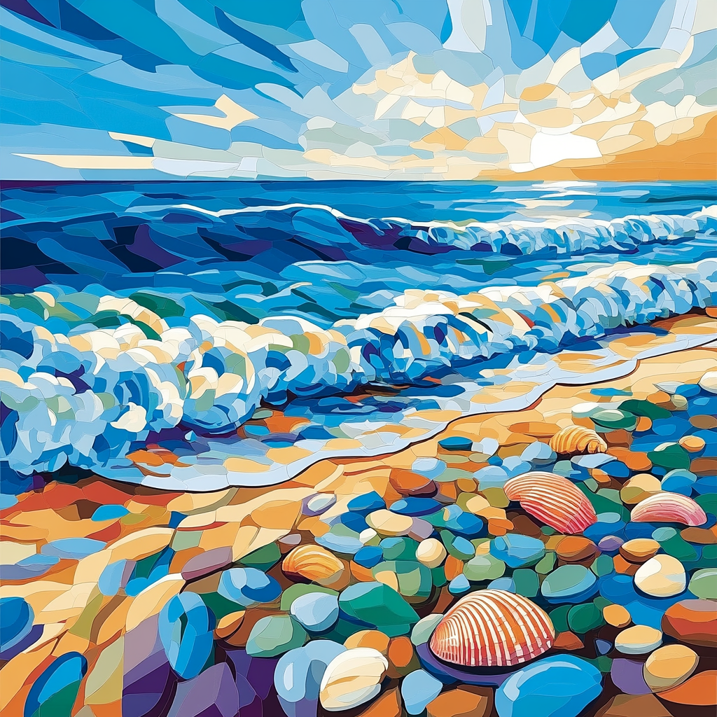 Pablo Picasso Inspired Angular Coastal Abstraction DIY paint by numbers