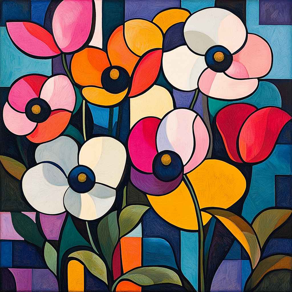 Paul Cézanne Inspired Geometric Floral Symphony Painting Number Kit