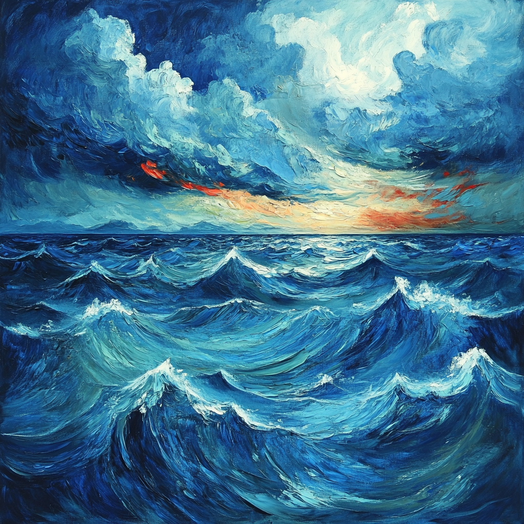 Edvard Munch Inspired Emotional Seascape paint by numbers