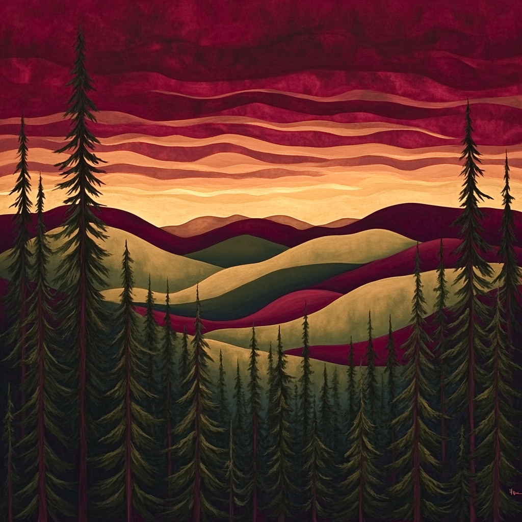 J. E. H. MacDonald Inspired Twilight Pines And Echo Hills painting number kit
