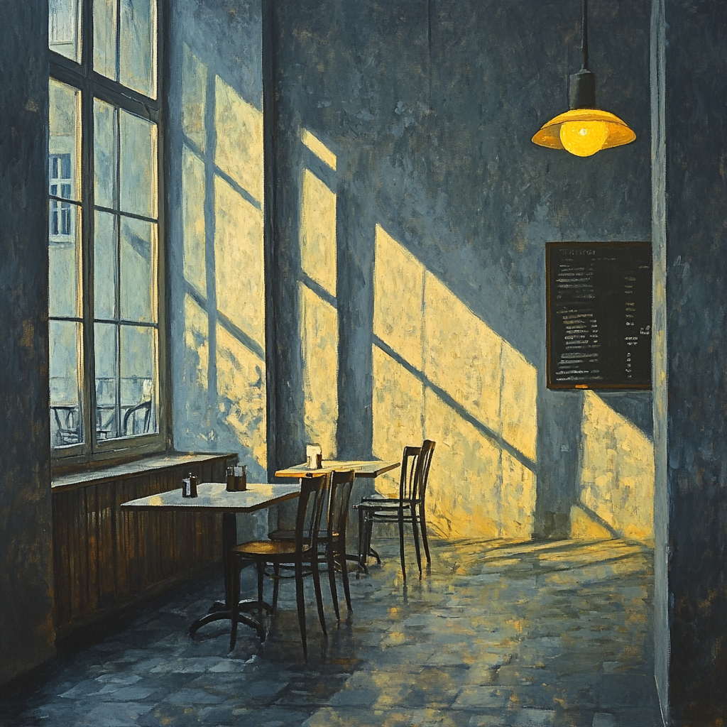 Edward Hopper Inspired Quiet Cafe Interior paint by numbers