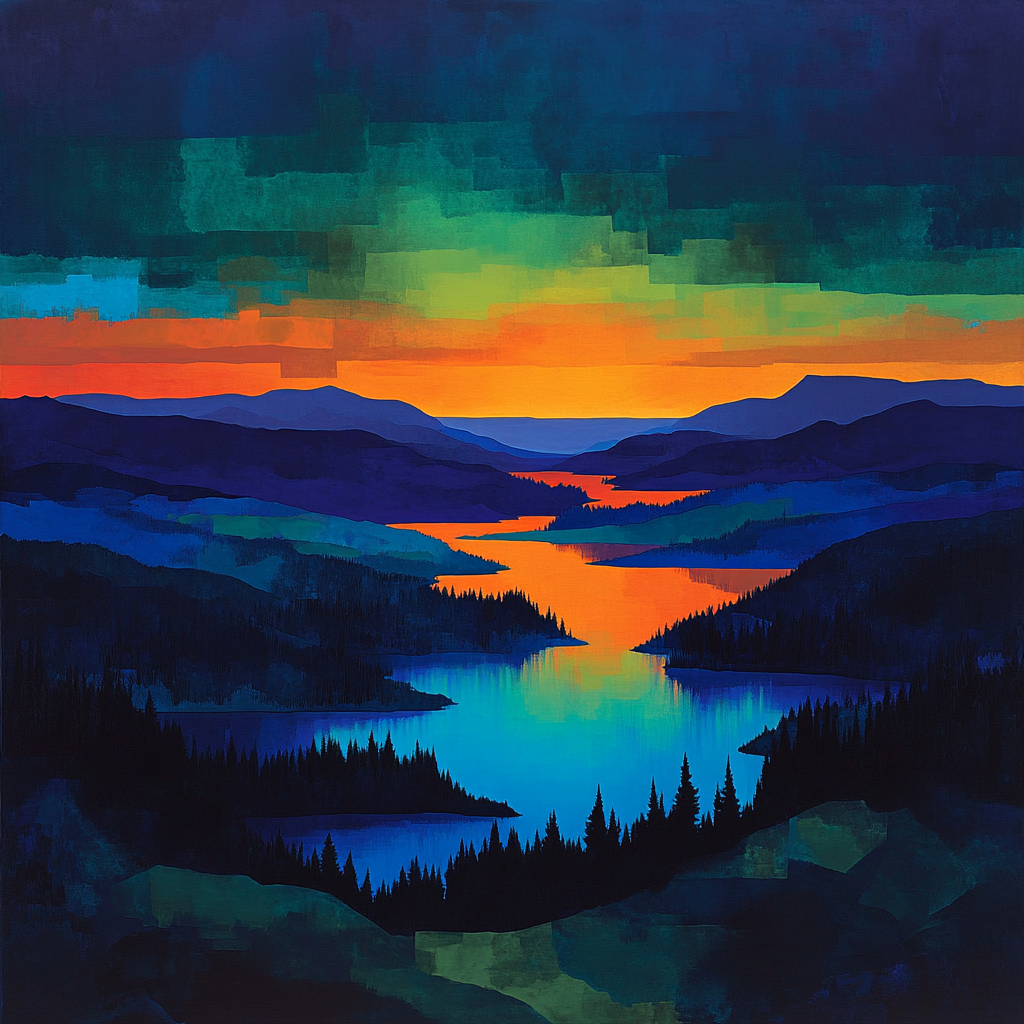 Frederick Varley Inspired Luminous Indigo Twilight Over Northern Highlands paint by numbers