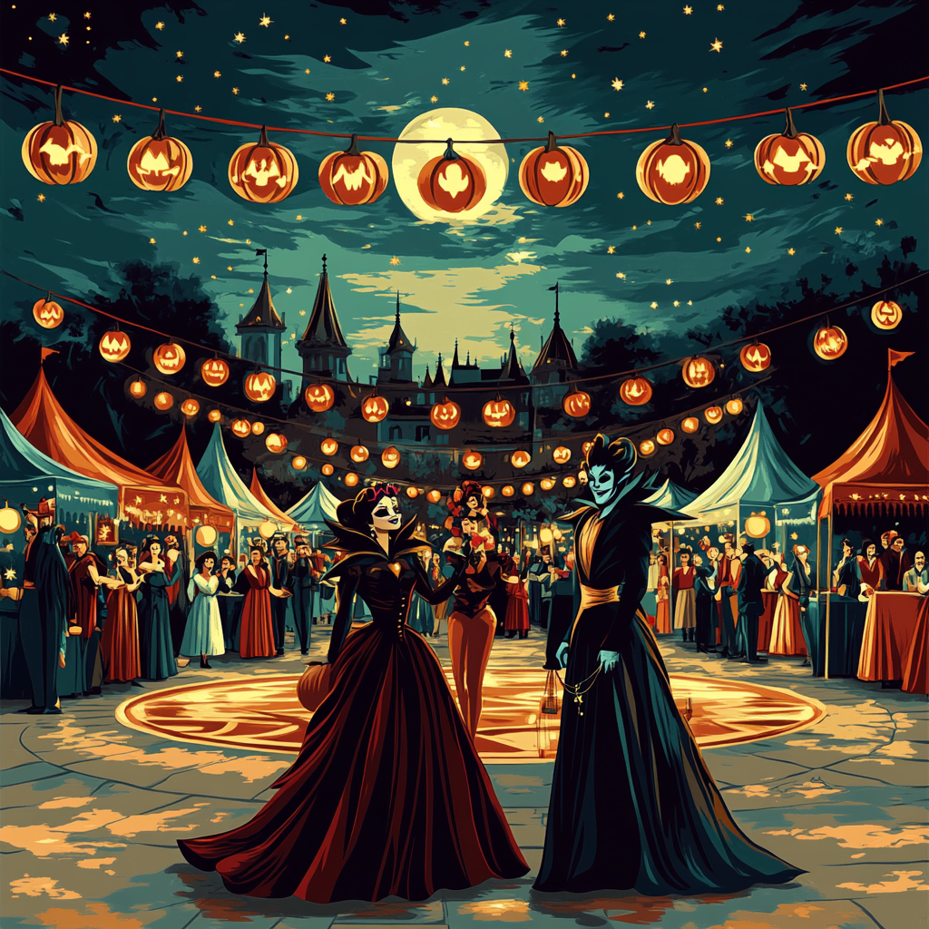 Villains Costume Ball At Midnight Plaza Paint by numbers art