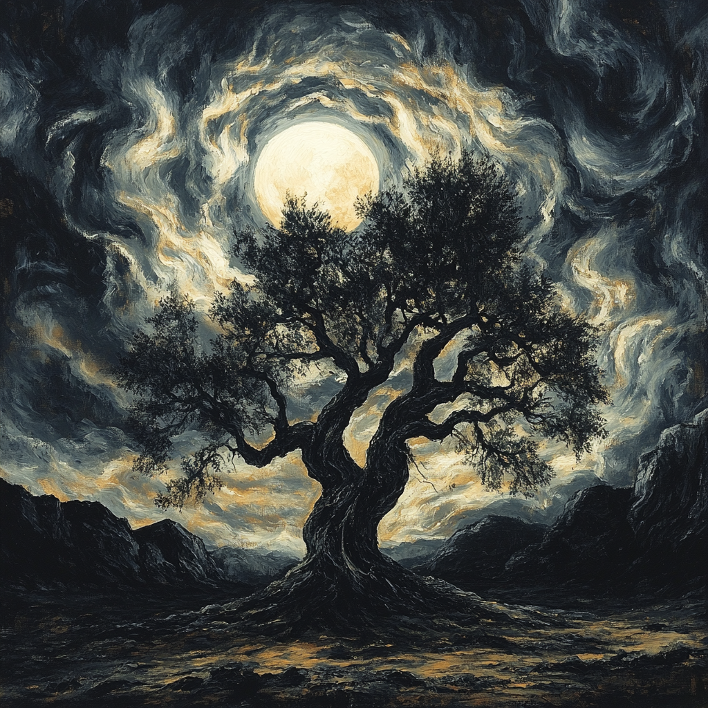 Francisco Goya Inspired Moonlit Oak Silhouette Painting by numbers kit