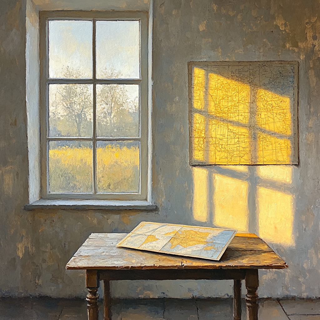 Johannes Vermeer Inspired Sunlit Window With Folded Map Numbered painting kits