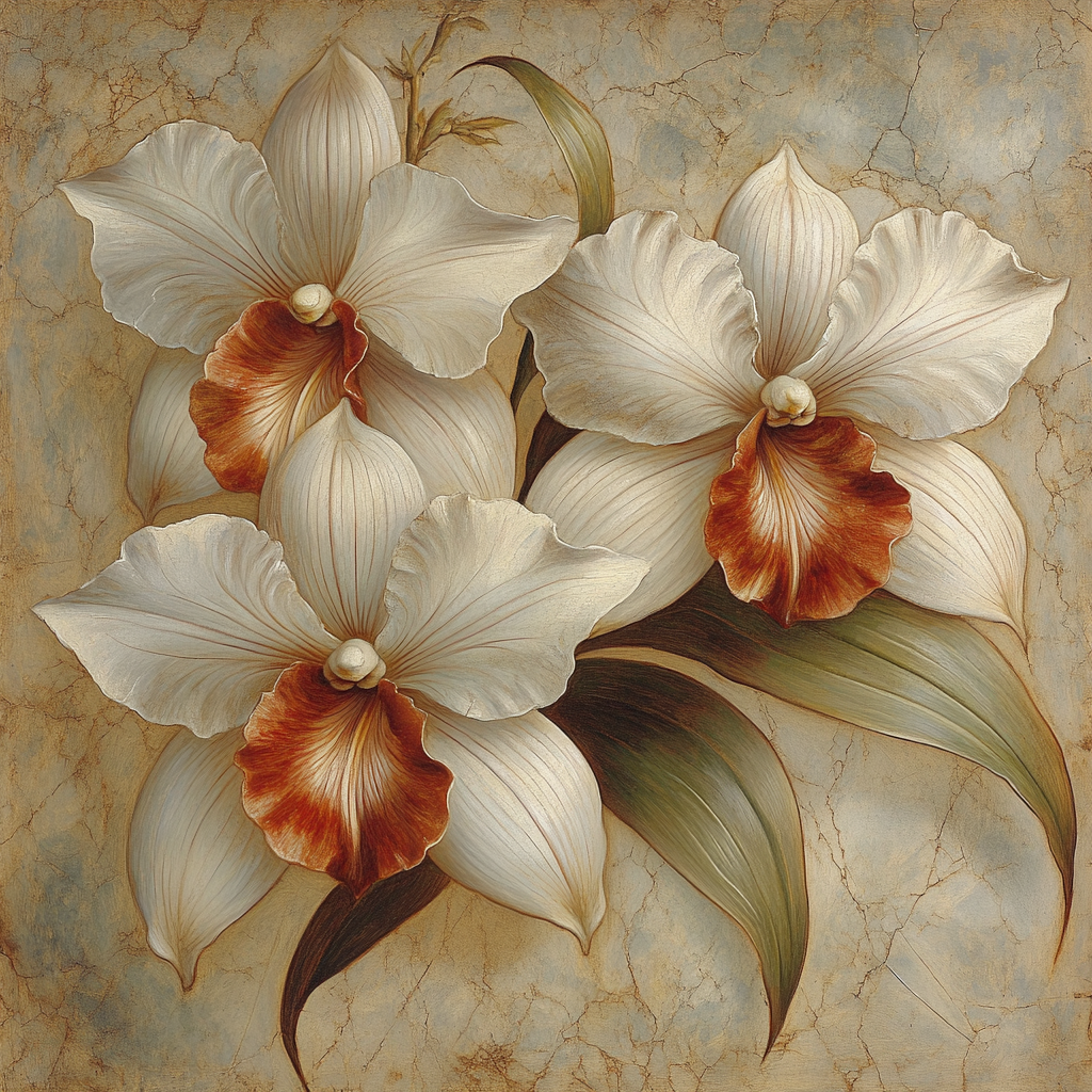 Michelangelo Inspired Marble Orchids paint by color