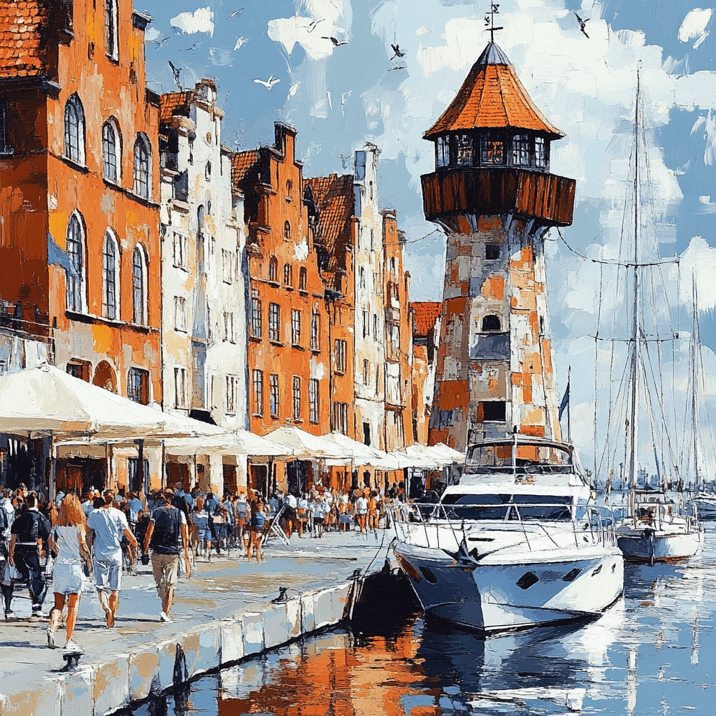 Historic Waterfront Gdansk Crane Poland paint by numbers