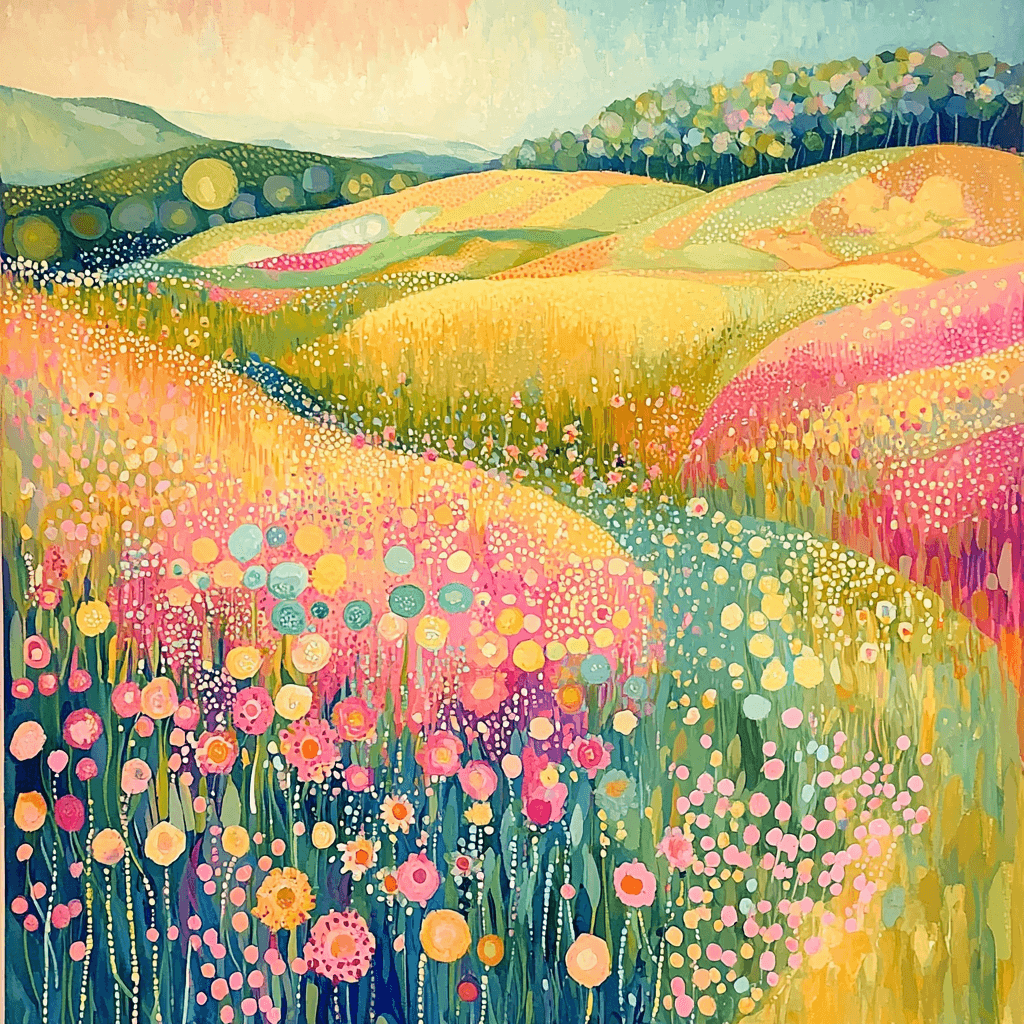 Georges Seurat Inspired Vibrant Meadow Paint By Color