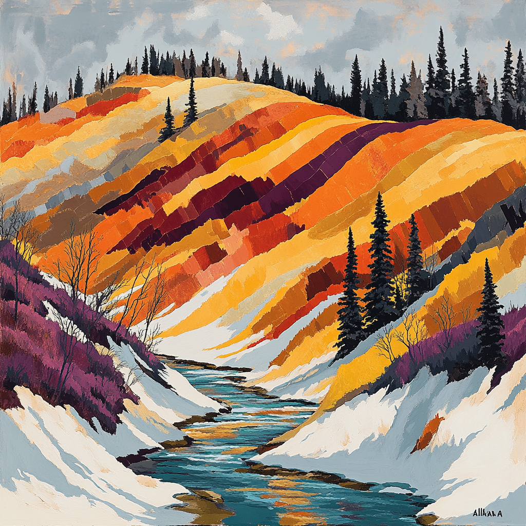 A.Y. Jackson Inspired Algoma Autumn Rill paint by color