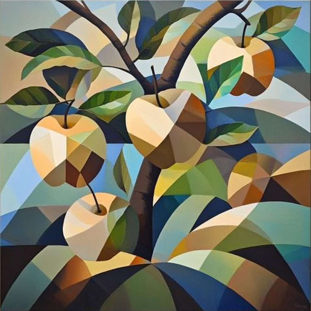 Pablo Picasso Inspired Cubist Fragmented Orchard paint by numbers